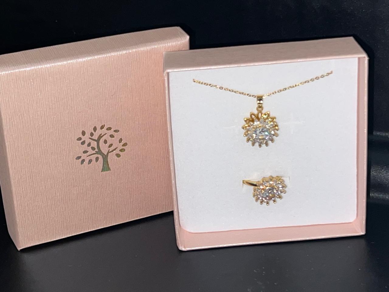 Set Girasol De Lujo Collar Y Anillo
